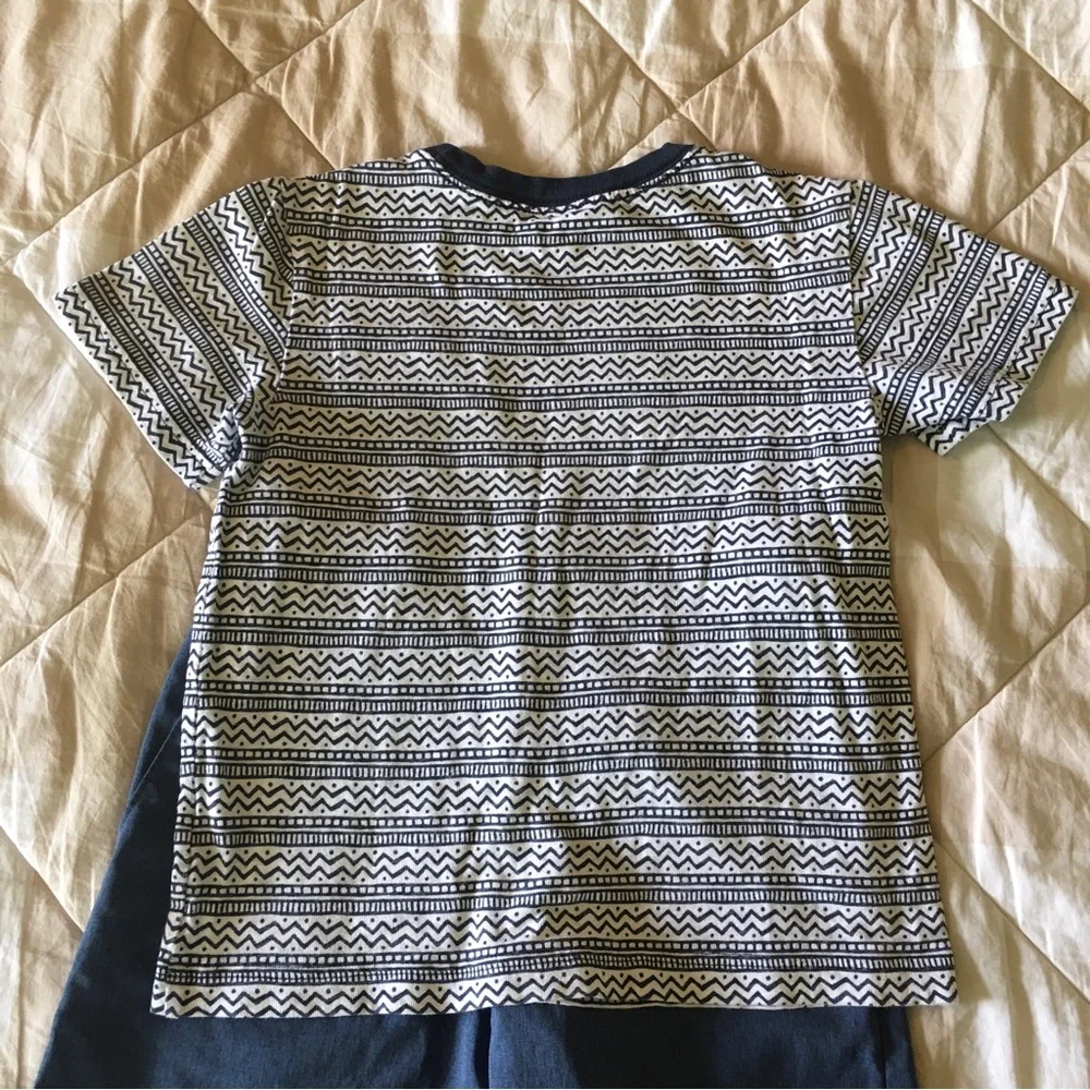 Jack Nicklaus Blue Golf Shorts and Gymboree Navy and White Patterned Kids Shirt